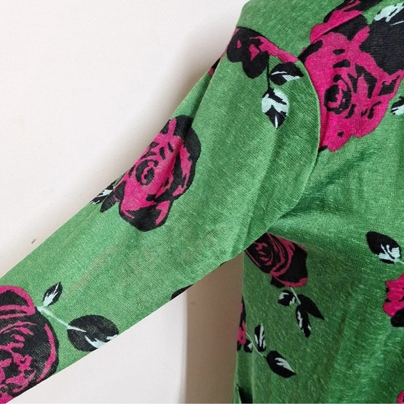 G by Giuliana Duster Topper Open Cardigan w/ pockets -Green Floral Medium PETITE - Picture 4 of 8